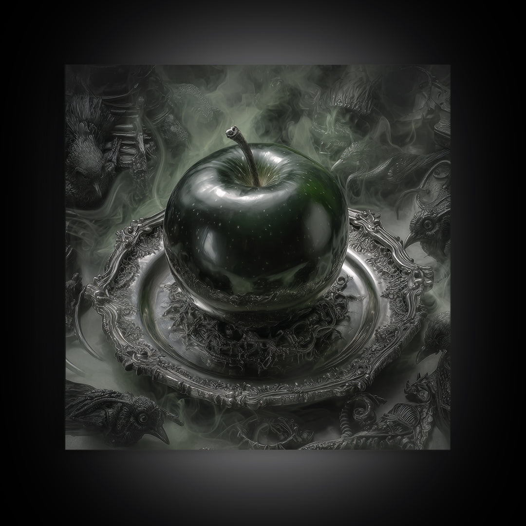 The Poisoned Apple, Biomechanical Horror Art, Square Wall Art, Dark Fantasy Wall Art, Canvas Print, Halloween Wall Art, Spooky Wall Decor