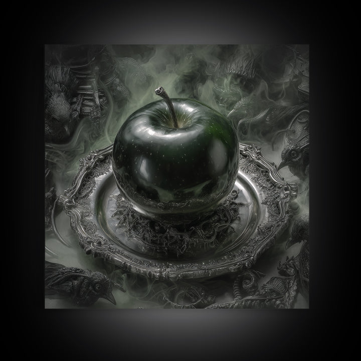 The Poisoned Apple, Biomechanical Horror Art, Square Wall Art, Dark Fantasy Wall Art, Canvas Print, Halloween Wall Art, Spooky Wall Decor