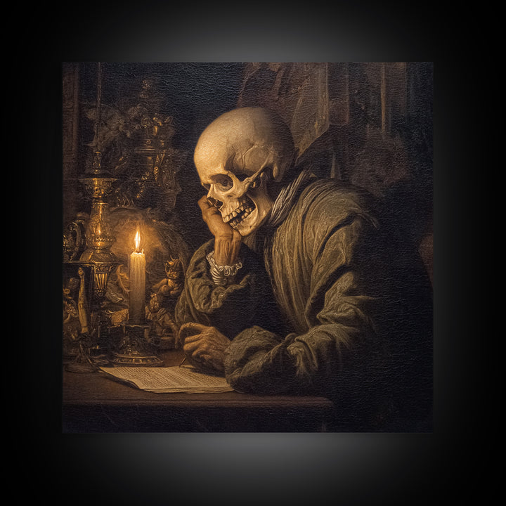 The Talking Skull, Danse Macabre Art, Square Wall Art, Gothic Horror Wall Art, Canvas Print, Halloween Wall Art