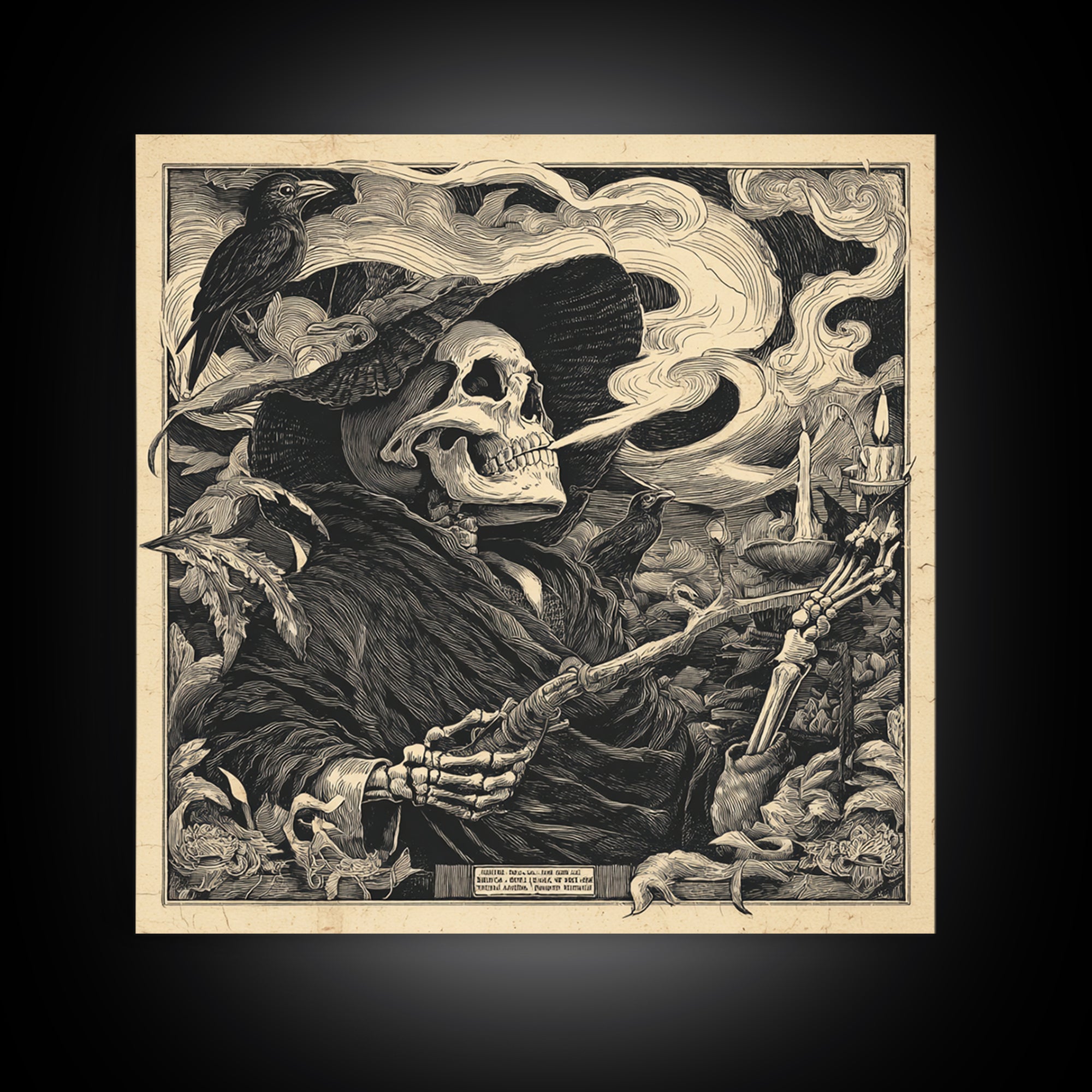 The Talking Skull, Macabre Folk Print Art, Square Wall Art, Gothic Horror Wall Art, Canvas Print, Halloween Wall Art