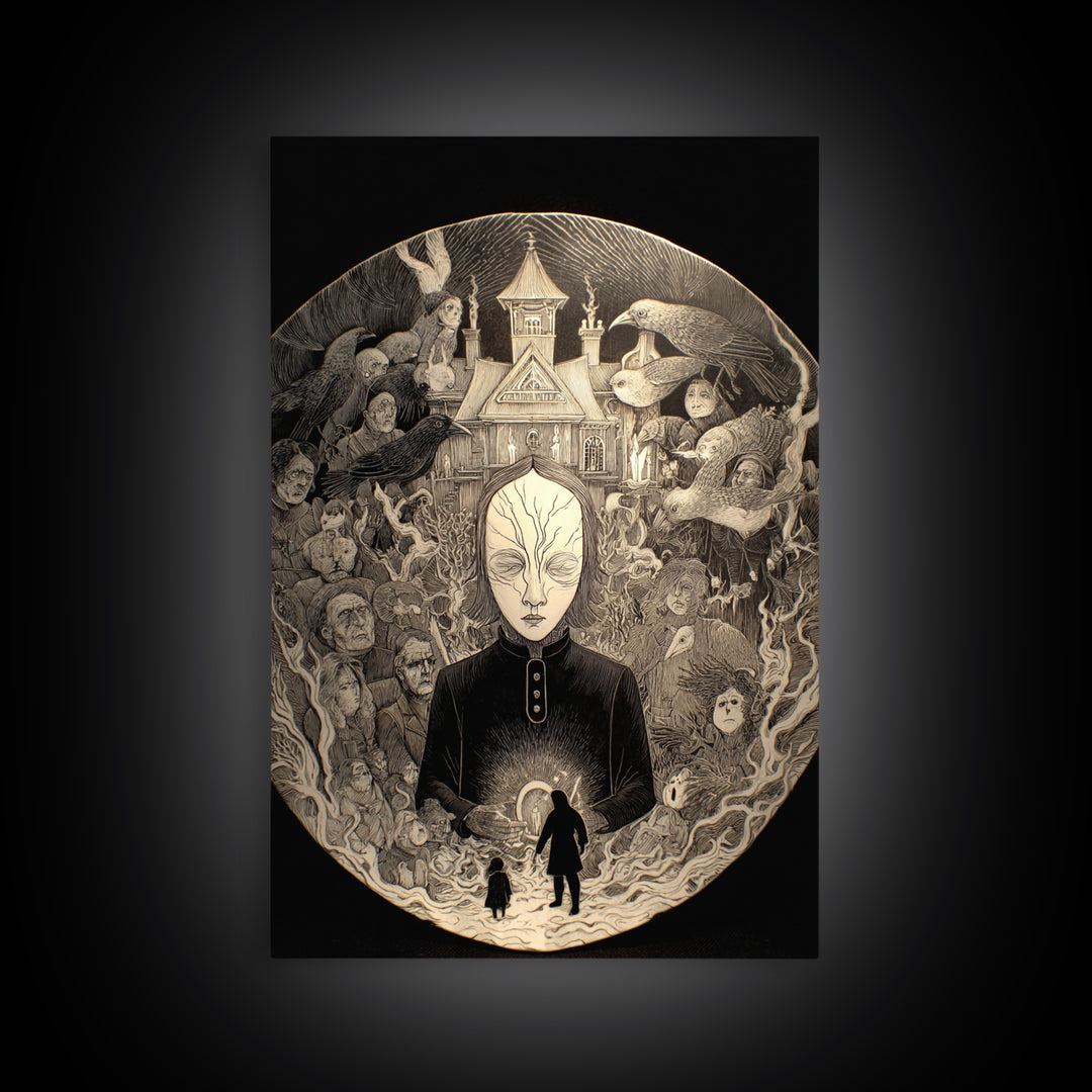The Cracked Porcelain Mask, Victorian Macabre Art, Vertical Wall Art, Dark Fantasy Wall Art, Framed Canvas Print, Halloween Wall Art