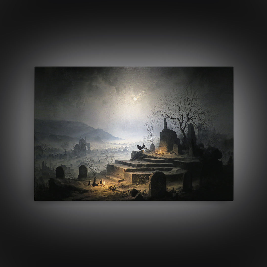 The Haunted Music Box, Romantic Gothic Landscape, Landscape Wall Art, Gothic Horror Wall Art, Framed Canvas Print