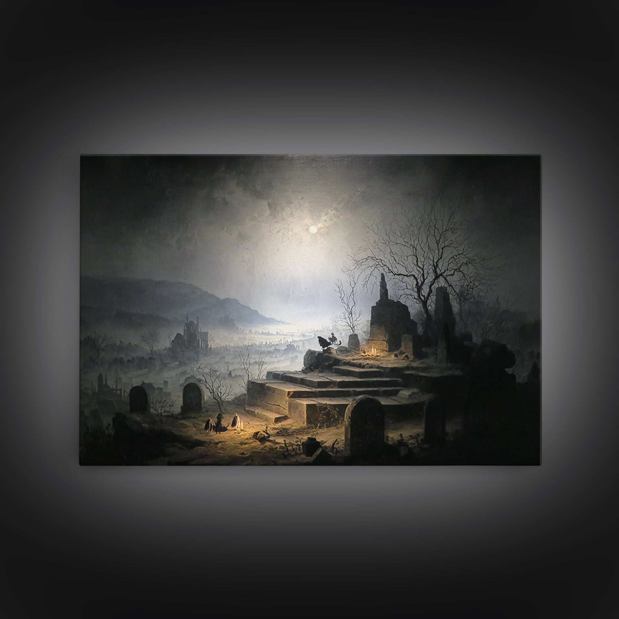 The Haunted Music Box, Romantic Gothic Landscape, Landscape Wall Art, Gothic Horror Wall Art, Framed Canvas Print
