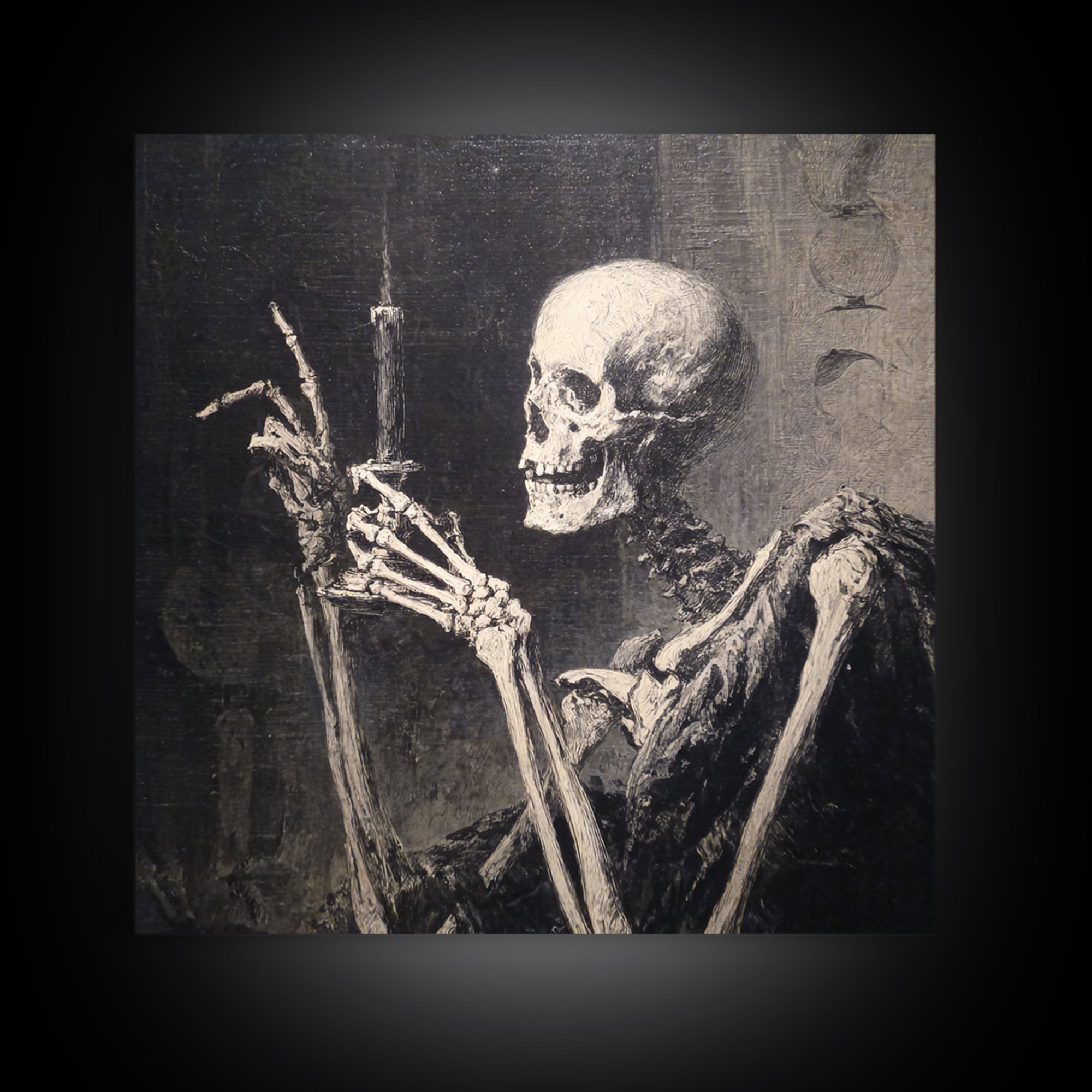The Skeletal Hand Candleholder, Decadent Gothic Art, Square Wall Art, Gothic Horror Wall Art, Canvas Print, Halloween Wall Art