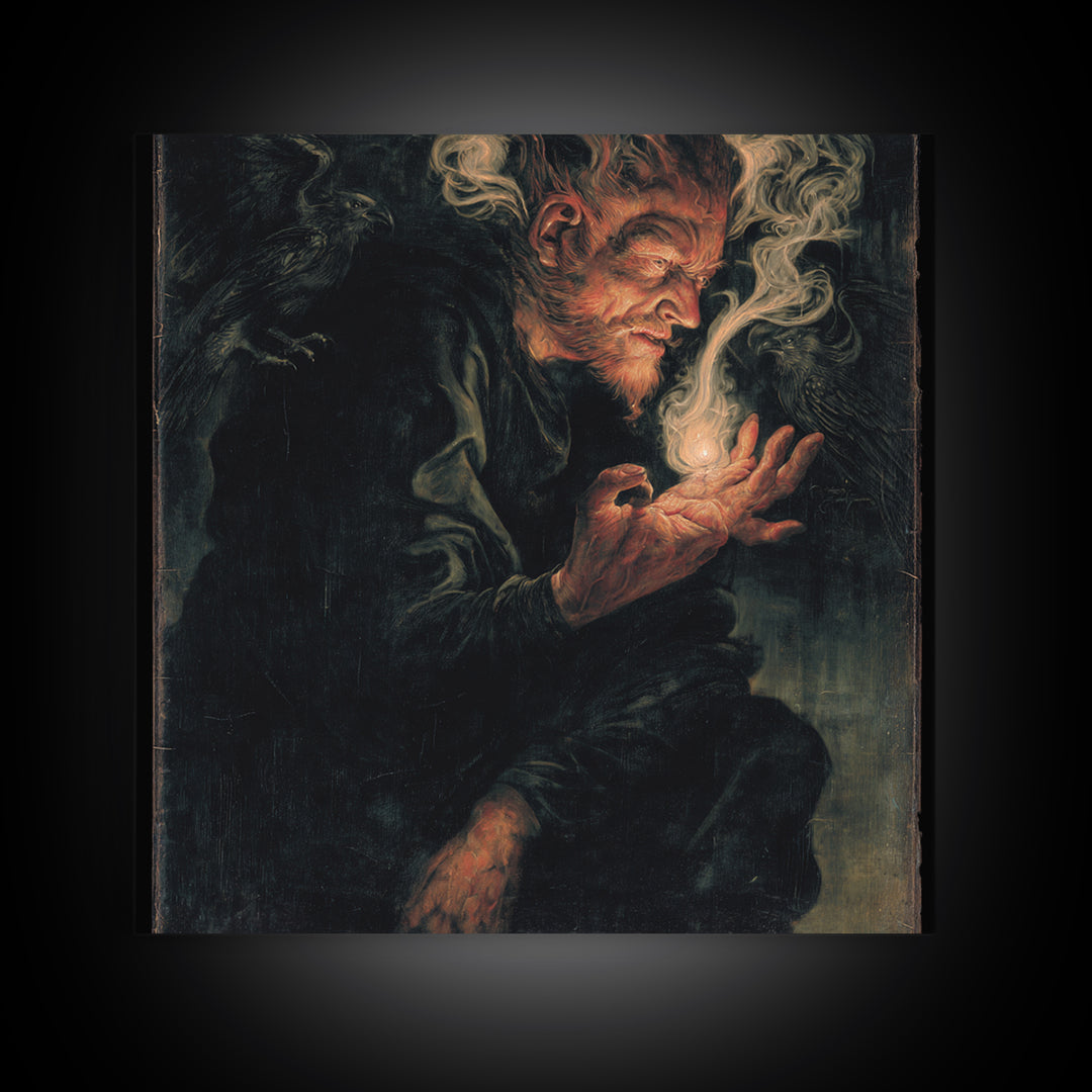 The Black Wax Candle, Dark Renaissance Art, Square Wall Art, Macabre Wall Art, Canvas Print, Halloween Wall Art