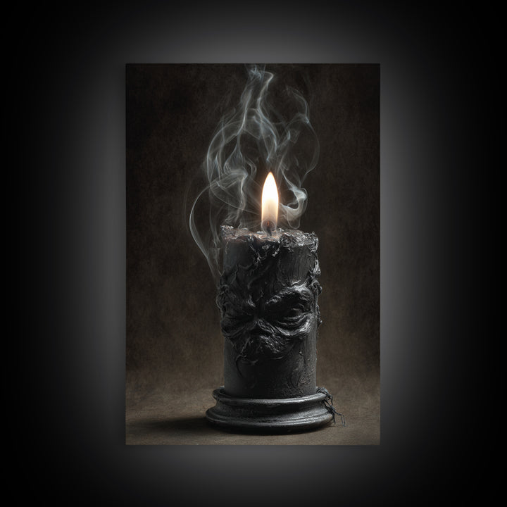 The Black Wax Candle, Dark Romantic Horror Art, Vertical Wall Art, Gothic Horror Wall Art, Canvas Print, Halloween Wall Art