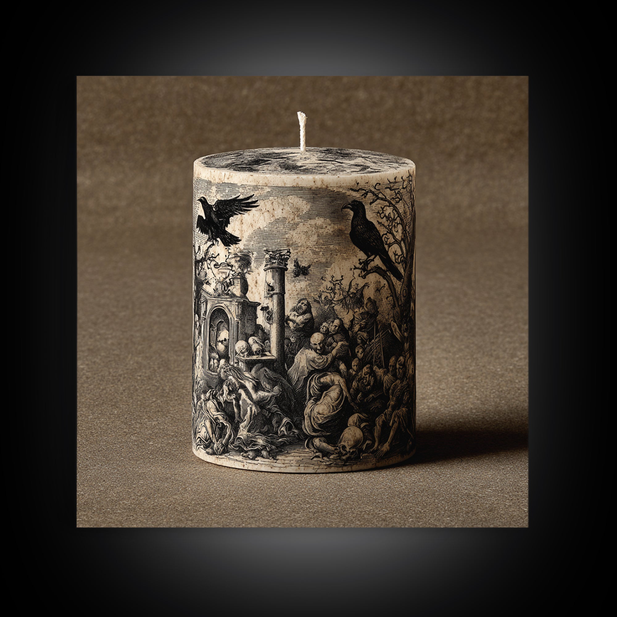 The Black Wax Candle, Gothic Nightmare Art, Square Wall Art, Dark Halloween Decor, Canvas Print, Halloween Wall Art, Spooky Wall Decor