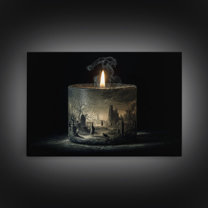 The Black Wax Candle, Romantic Gothic Landscape, Landscape Wall Art, Macabre Wall Art, Canvas Print, Halloween Wall Art