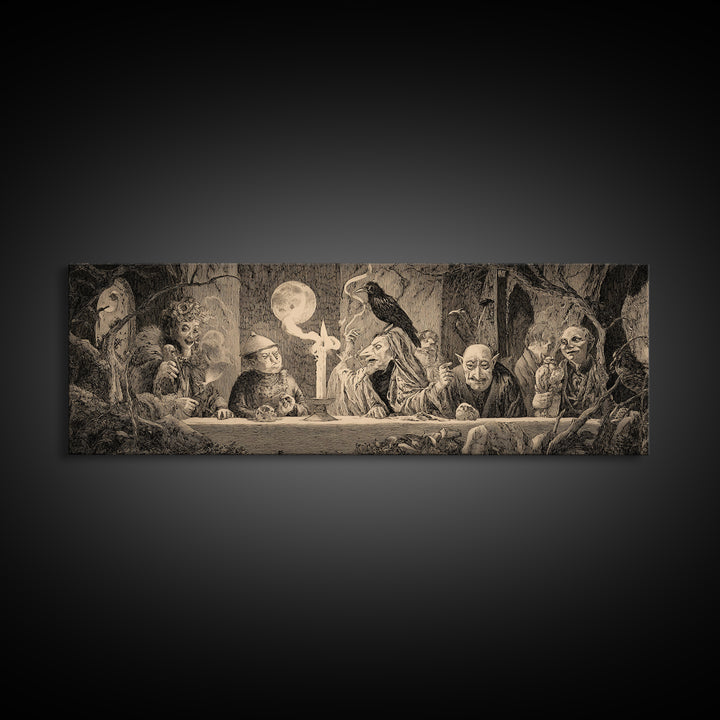 The Black Wax Candle, Expressionist Nightmare Art, Extra Wide Wall Art, Gothic Horror Wall Art, Framed Canvas Print, Halloween Wall Art