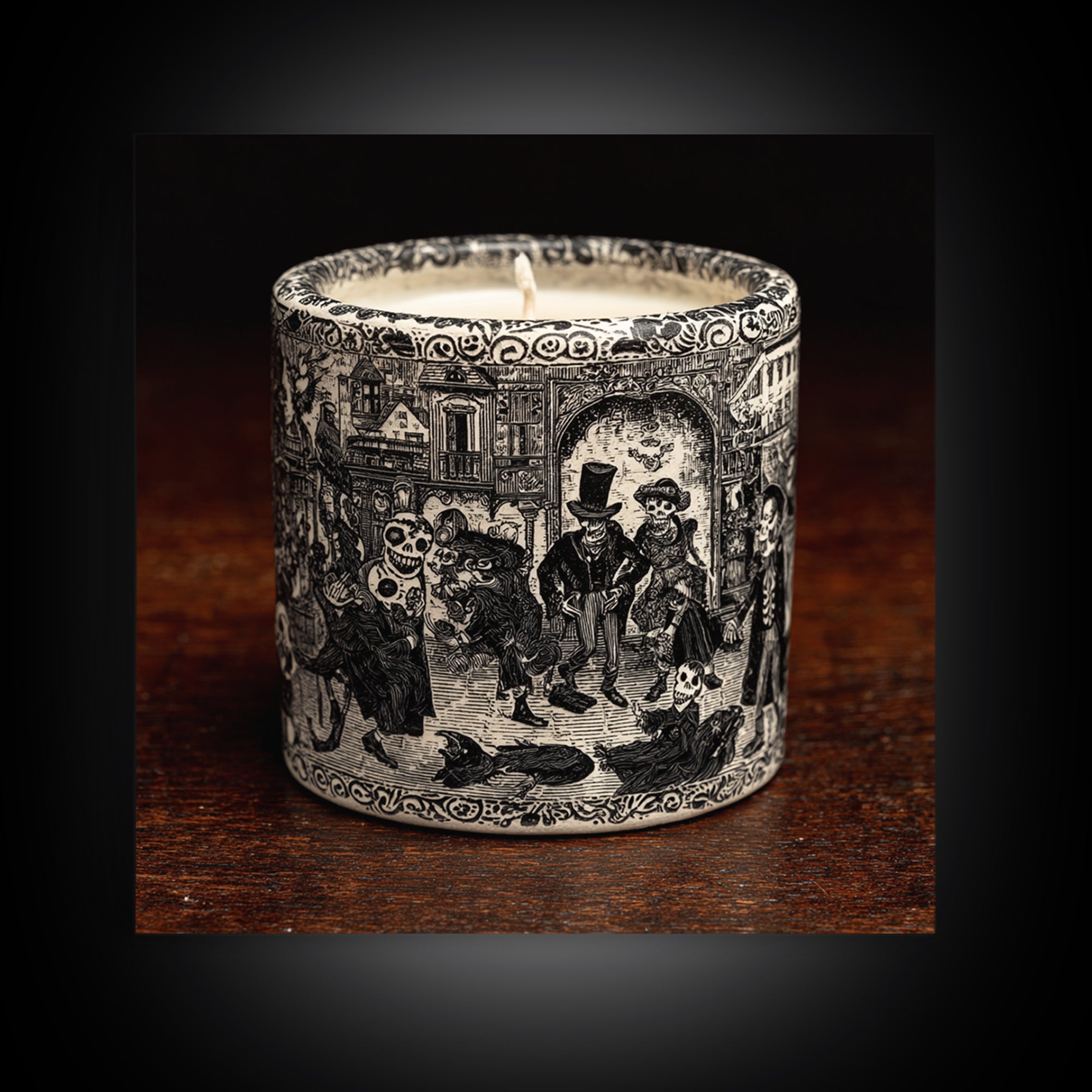 The Black Wax Candle, Macabre Folk Print Art, Square Wall Art, Gothic Horror Wall Art, Framed Canvas Print, Halloween Wall Art