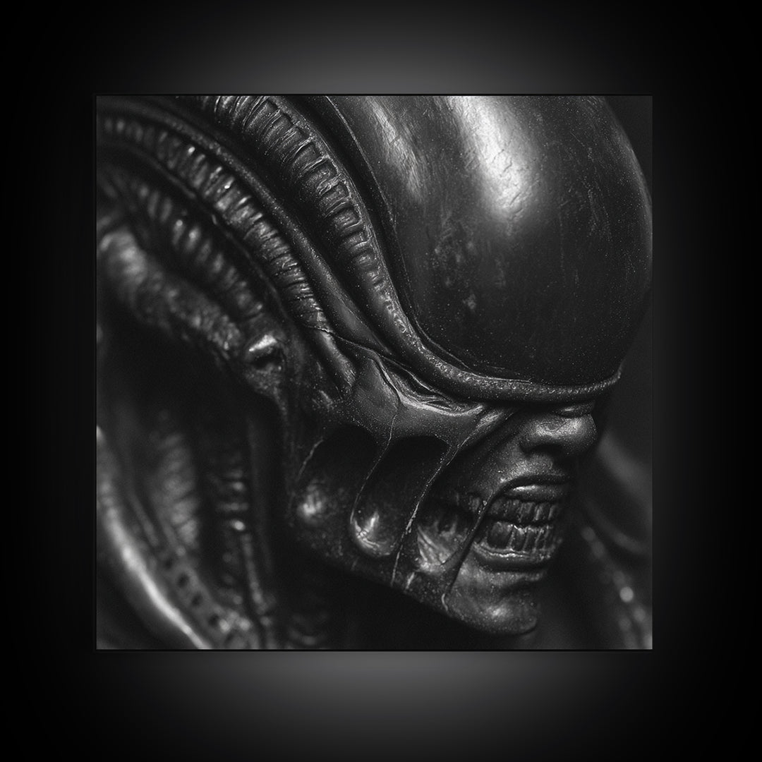 The Black Wax Candle, Biomechanical Horror Art, Square Wall Art, Macabre Wall Art, Canvas Print, Halloween Wall Art, Halloween Decor