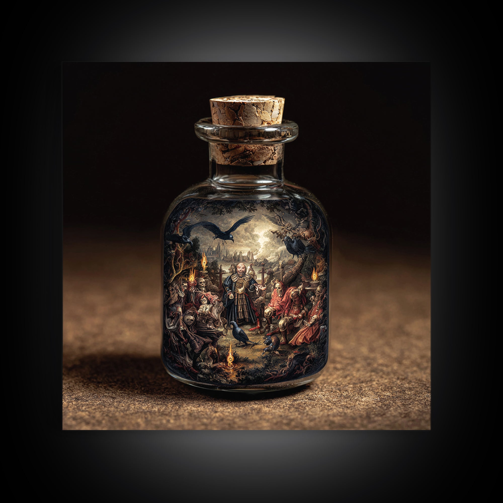 The Bottled Ghost, Danse Macabre Art, Square Wall Art, Gothic Horror Wall Art, Canvas Print, Halloween Wall Art