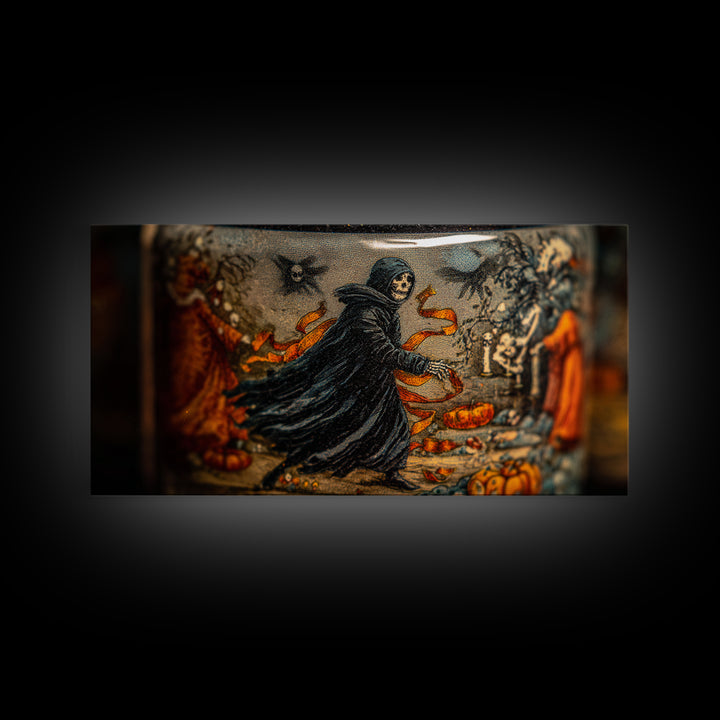 The Bottled Ghost, Grotesque Carnival Art, Wide Panoramic Art, Gothic Horror Wall Art, Framed Canvas Print, Halloween Wall Art