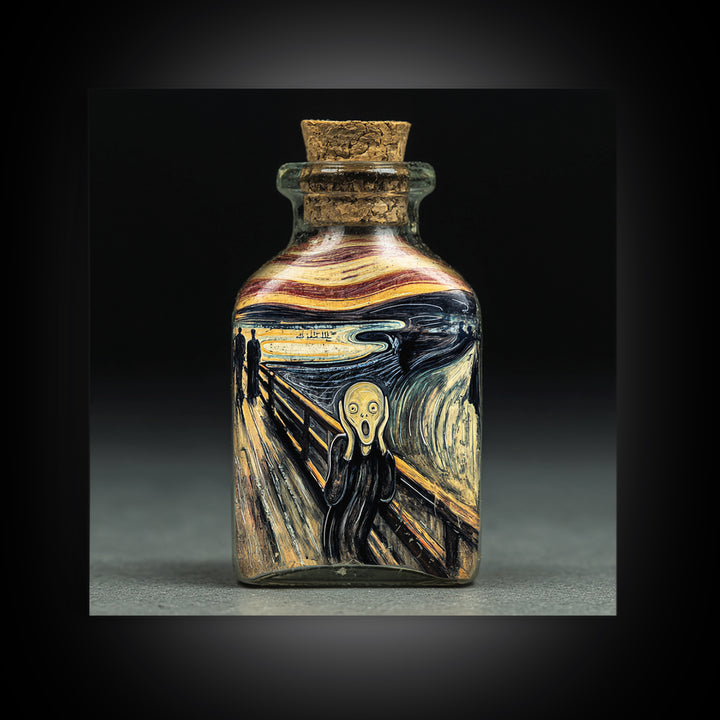 The Bottled Ghost, Expressionist Gothic Art, Square Wall Art, Gothic Horror Wall Art, Framed Canvas Print, Halloween Wall Art