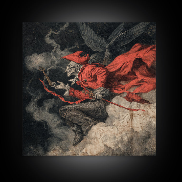 The Coffin Key, Gothic Nightmare Art, Square Wall Art, Dark Fantasy Wall Art, Framed Canvas Print, Halloween Wall Art