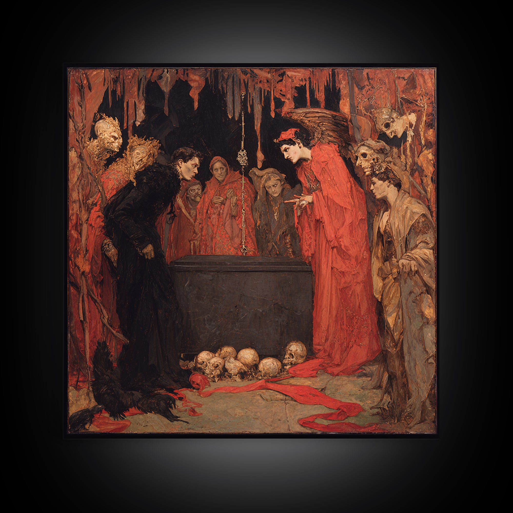 The Coffin Key, Dark Symbolist Art, Square Wall Art, Dark Fantasy Wall Art, Canvas Print, Halloween Wall Art, Horror Wall Art