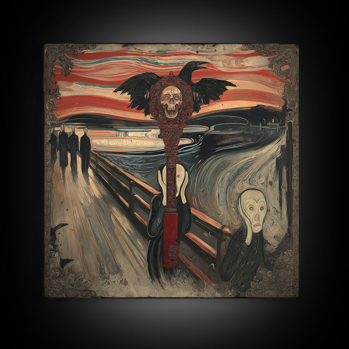The Coffin Key, Expressionist Gothic Art, Square Wall Art, Dark Halloween Decor, Framed Canvas Print, Halloween Wall Art, Dark Fantasy Art