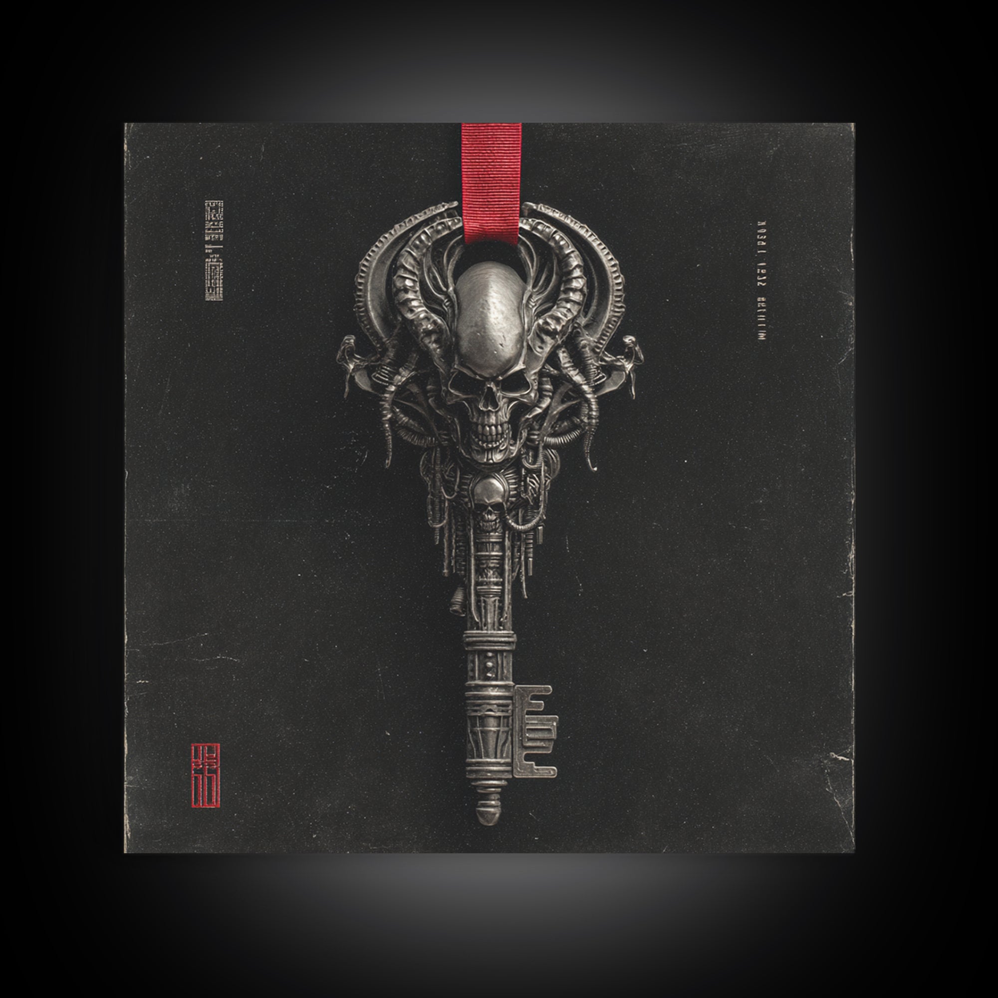 The Coffin Key, Biomechanical Horror Art, Square Wall Art, Dark Halloween Decor, Framed Canvas Print, Halloween Wall Art, Gothic Home Decor