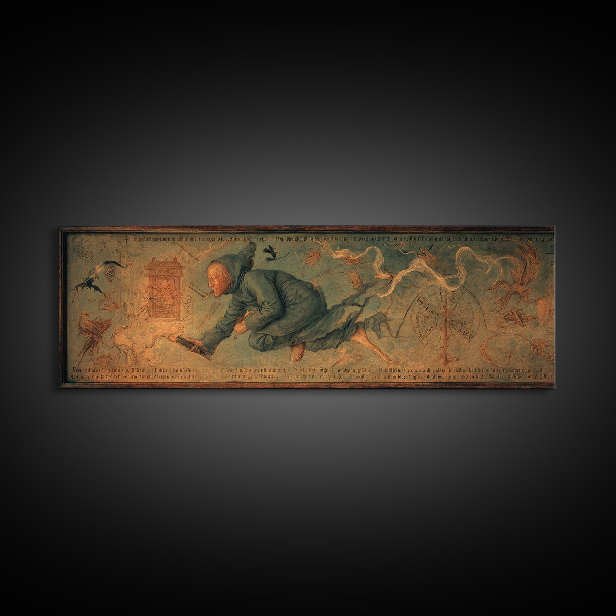 The Antique Spirit Board, Medieval Grotesque Art, Extra Wide Wall Art, Dark Fantasy Wall Art, Canvas Print, Halloween Wall Art