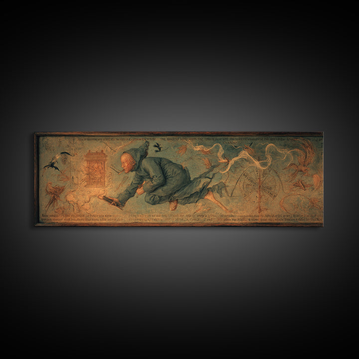 The Antique Spirit Board, Medieval Grotesque Art, Extra Wide Wall Art, Dark Fantasy Wall Art, Canvas Print, Halloween Wall Art