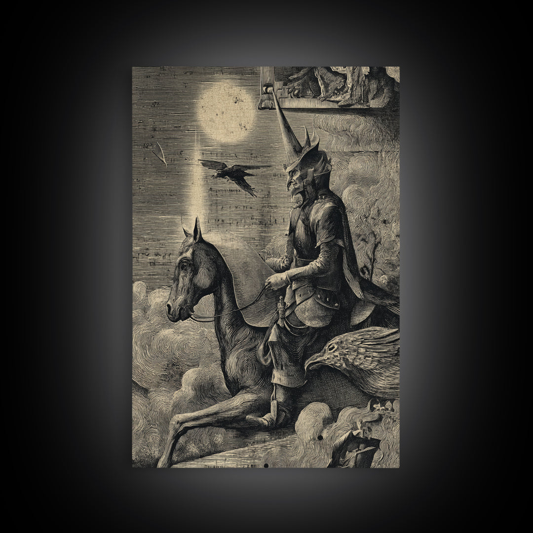 The Antique Spirit Board, Renaissance Engraving Art, Vertical Wall Art, Dark Fantasy Wall Art, Canvas Print, Halloween Wall Art