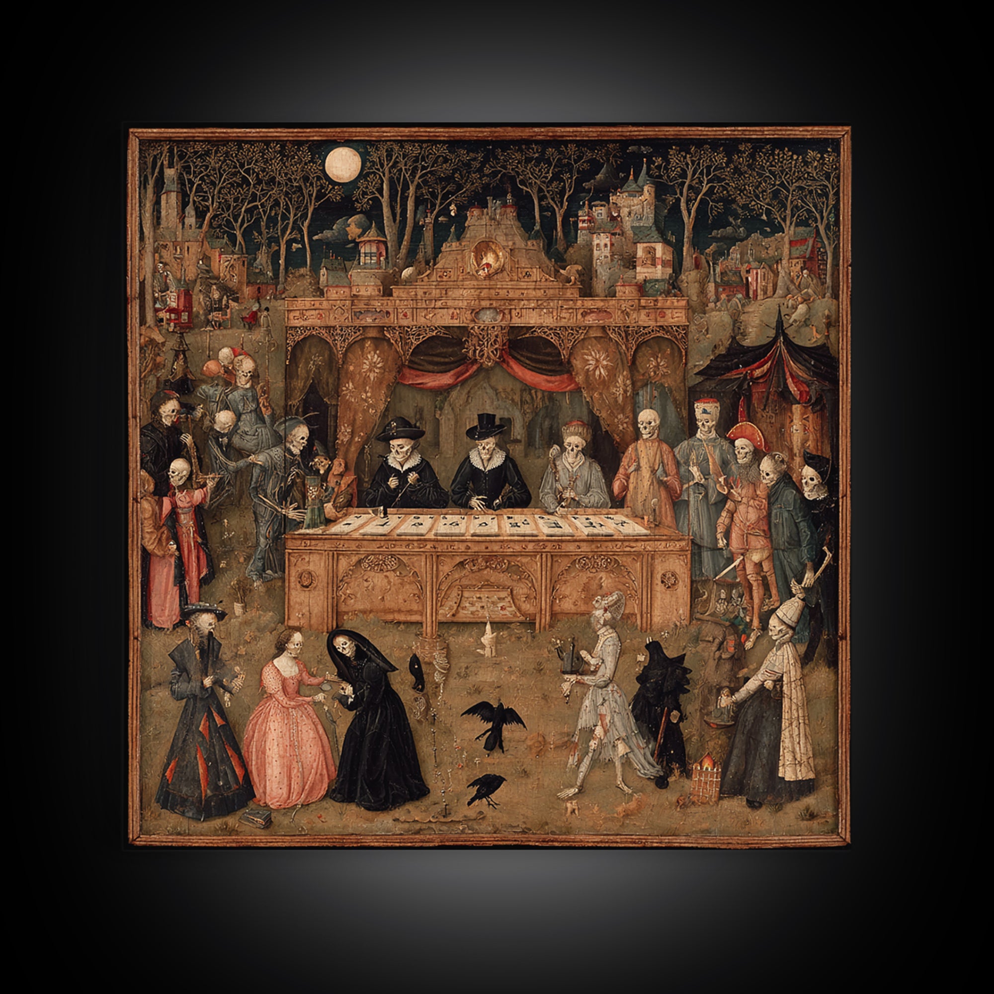 The Antique Spirit Board, Danse Macabre Art, Square Wall Art, Dark Fantasy Wall Art, Framed Canvas Print