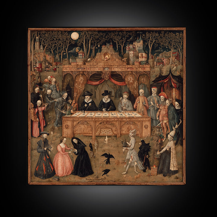 The Antique Spirit Board, Danse Macabre Art, Square Wall Art, Dark Fantasy Wall Art, Framed Canvas Print