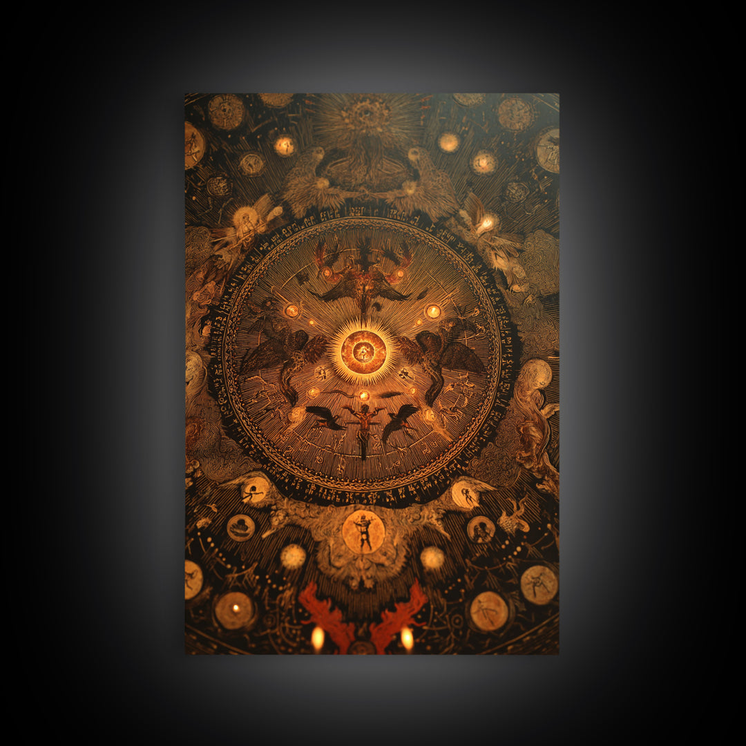 The Antique Spirit Board, Visionary Gothic Art, Vertical Wall Art, Gothic Horror Wall Art, Canvas Print, Halloween Wall Art