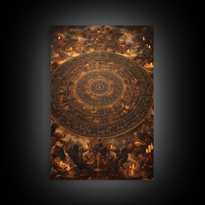 The Antique Spirit Board, Ornate Symbolist Art, Vertical Wall Art, Dark Halloween Decor, Framed Canvas Print, Halloween Wall Art