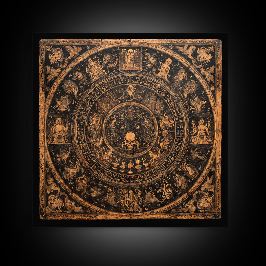 The Antique Spirit Board, Grotesque Carnival Art, Square Wall Art, Dark Halloween Decor, Canvas Print, Halloween Wall Art