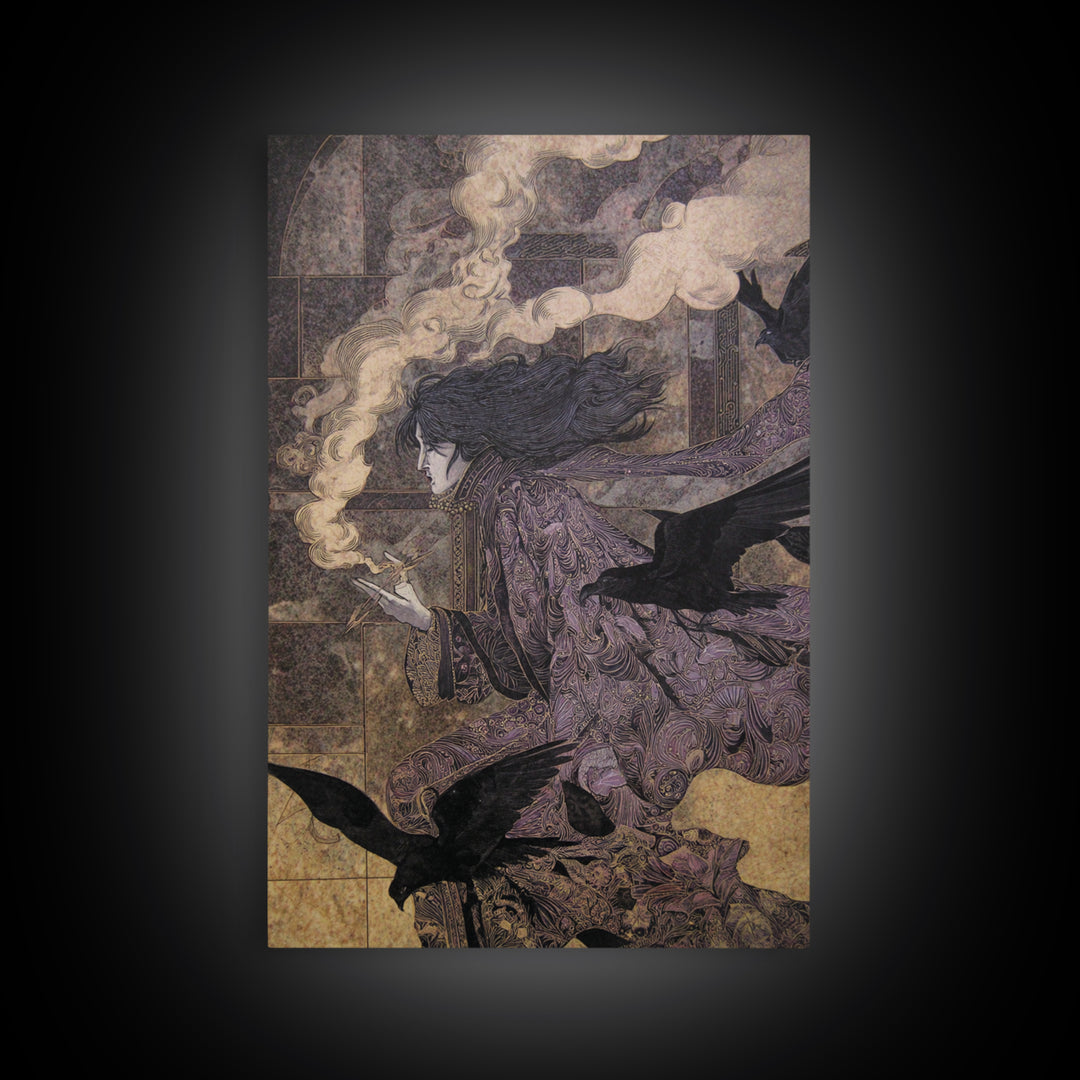 The Antique Spirit Board, Stained Glass Gothic Art, Vertical Wall Art, Dark Fantasy Wall Art, Canvas Print, Halloween Wall Art
