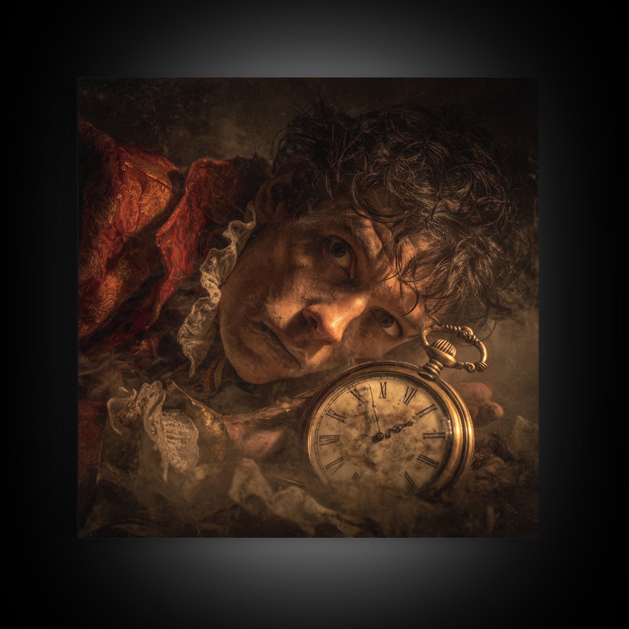 The Cursed Pocket Watch, Gothic Nightmare Art, Square Wall Art, Dark Halloween Decor, Canvas Print, Halloween Wall Art