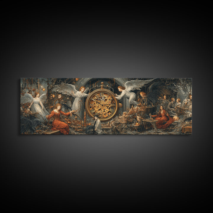 The Cursed Pocket Watch, Visionary Gothic Art, Extra Wide Wall Art, Gothic Horror Wall Art, Canvas Print, Halloween Wall Art
