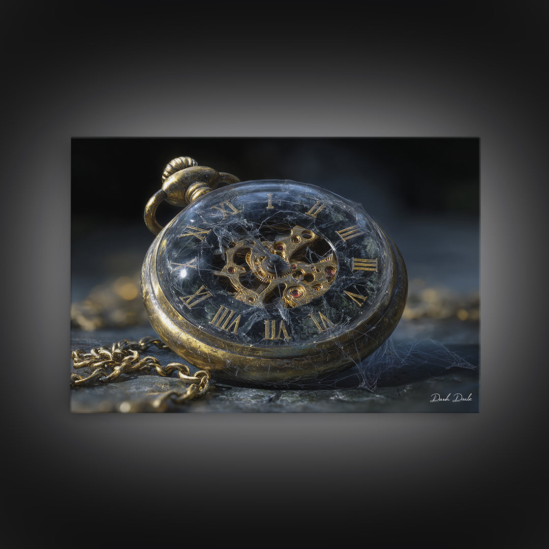 The Cursed Pocket Watch, Romantic Gothic Landscape, Landscape Wall Art, Dark Fantasy Wall Art, Canvas Print, Halloween Wall Art