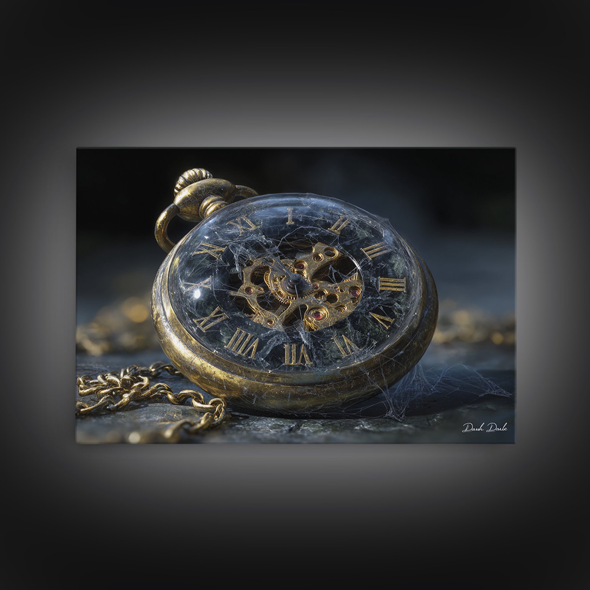 The Cursed Pocket Watch, Romantic Gothic Landscape, Landscape Wall Art, Dark Fantasy Wall Art, Canvas Print, Halloween Wall Art