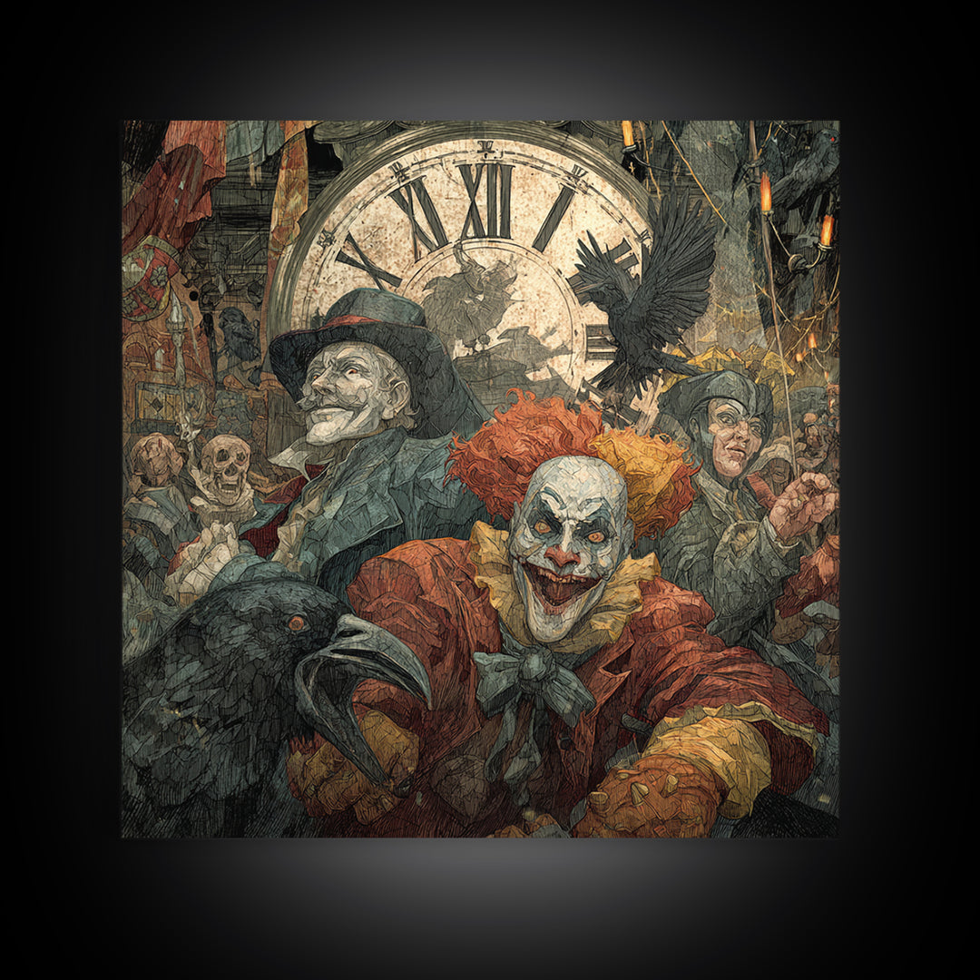 The Cursed Pocket Watch, Grotesque Carnival Art, Square Wall Art, Dark Fantasy Wall Art, Canvas Print, Halloween Wall Art