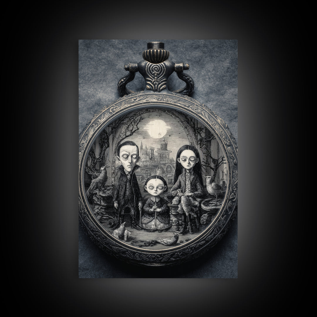 The Cursed Pocket Watch, Victorian Macabre Art, Vertical Wall Art, Gothic Horror Wall Art, Canvas Print, Halloween Wall Art