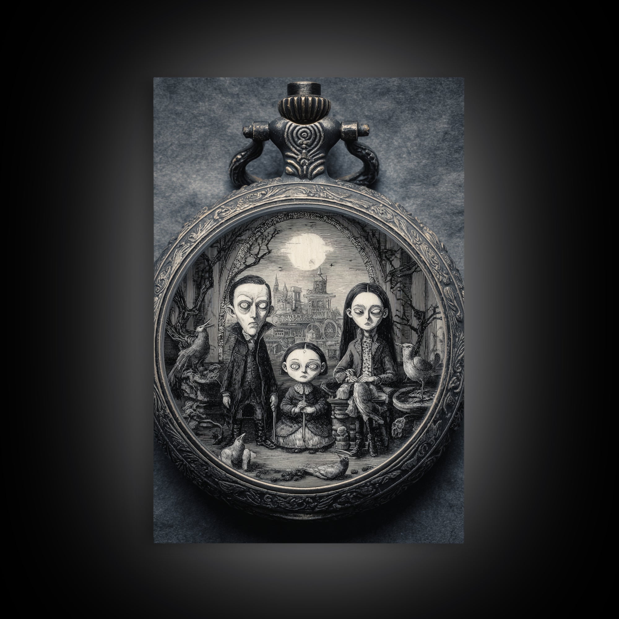 The Cursed Pocket Watch, Victorian Macabre Art, Vertical Wall Art, Gothic Horror Wall Art, Canvas Print, Halloween Wall Art