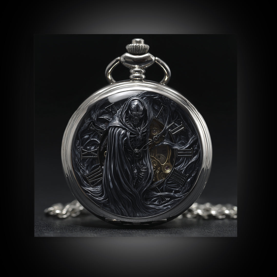 The Cursed Pocket Watch, Biomechanical Horror Art, Square Wall Art, Macabre Wall Art, Canvas Print, Halloween Wall Art, Horror Wall Art