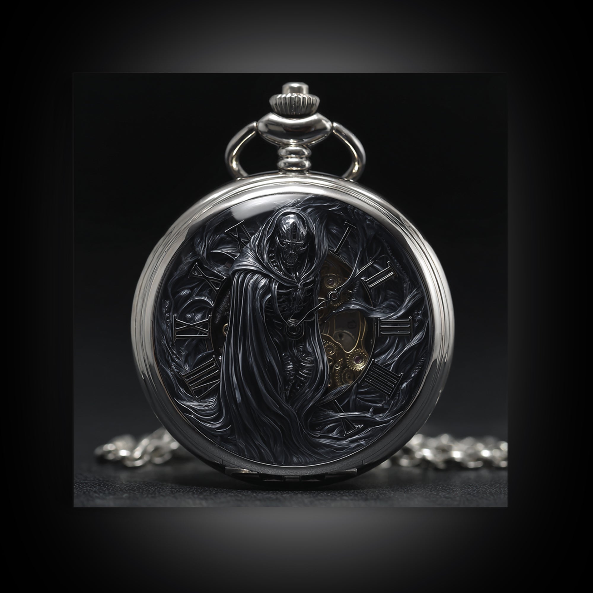 The Cursed Pocket Watch, Biomechanical Horror Art, Square Wall Art, Macabre Wall Art, Canvas Print, Halloween Wall Art, Horror Wall Art