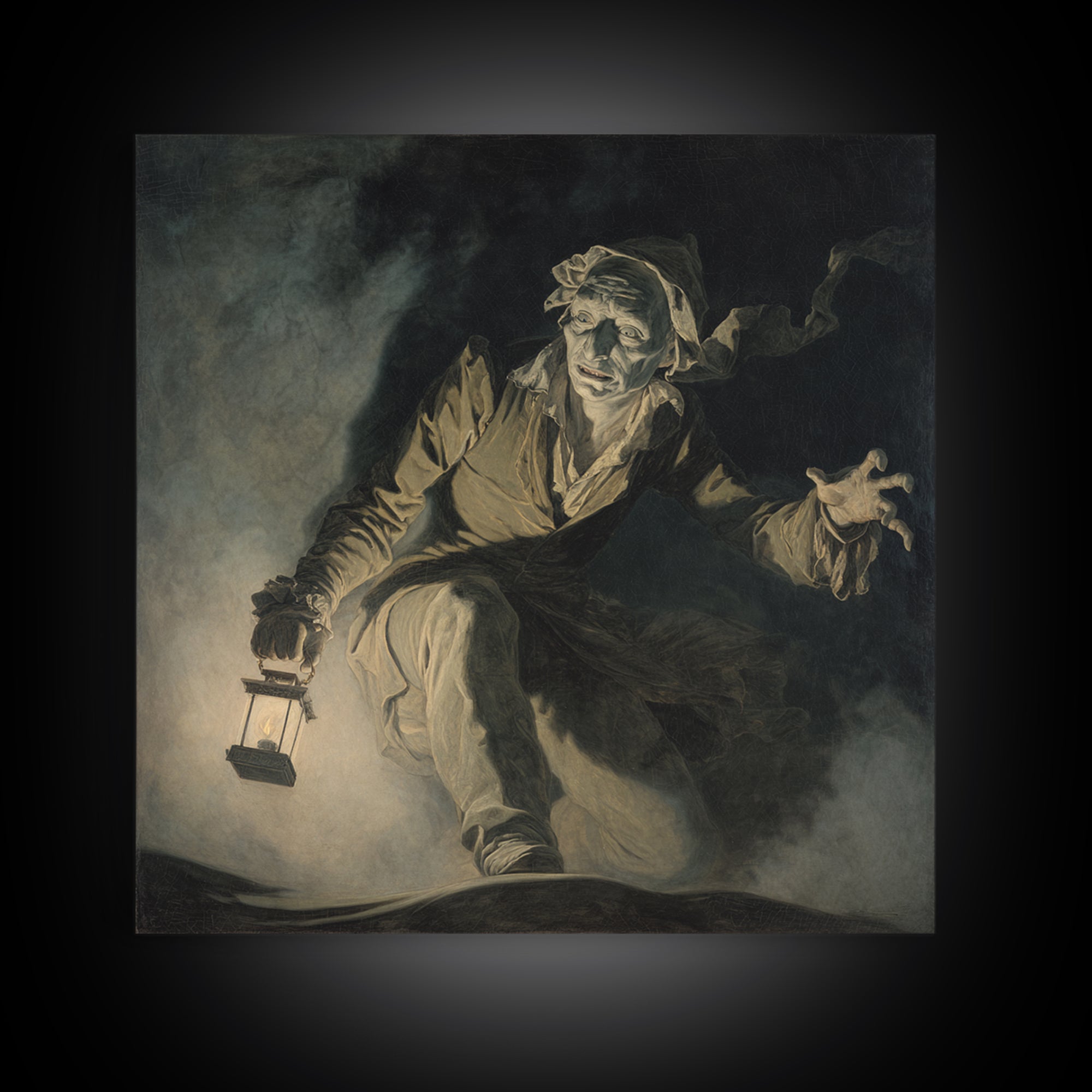 The Bone-Handled Lantern, Gothic Nightmare Art, Square Wall Art, Gothic Horror Wall Art, Canvas Print, Halloween Wall Art
