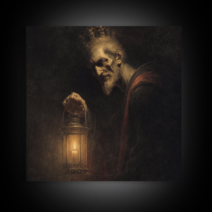 The Bone-Handled Lantern, Dark Symbolist Art, Square Wall Art, Dark Fantasy Wall Art, Canvas Print, Halloween Wall Art
