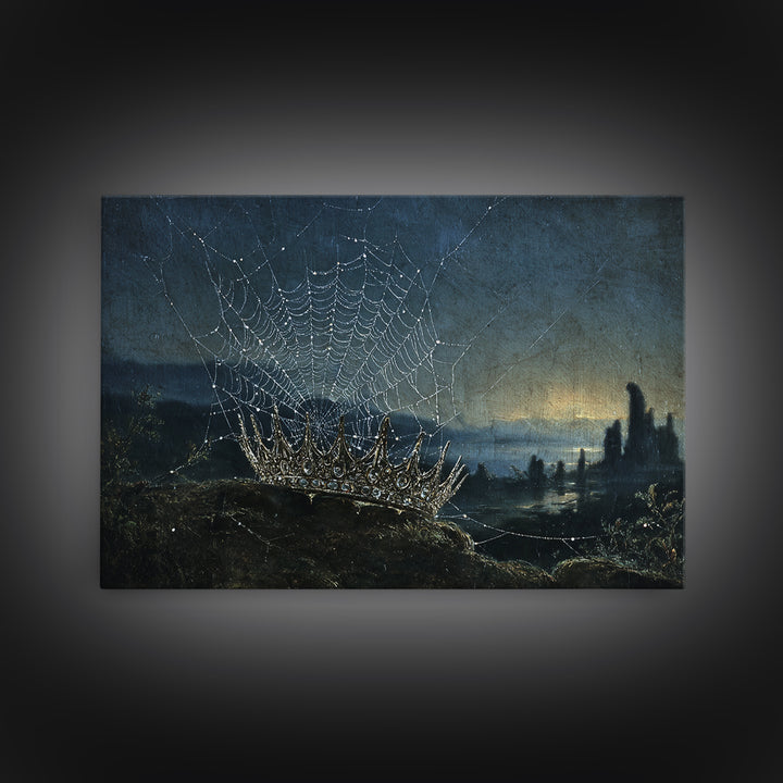 The Spiderweb Crown, Romantic Gothic Landscape, Landscape Wall Art, Macabre Wall Art, Canvas Print, Halloween Wall Art