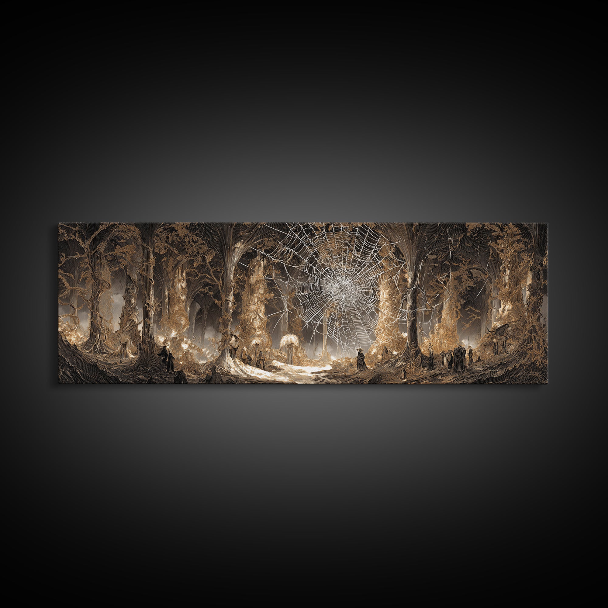 The Spiderweb Crown, Apocalyptic Romantic Art, Extra Wide Wall Art, Dark Halloween Decor, Canvas Print, Halloween Wall Art, Horror Wall Art