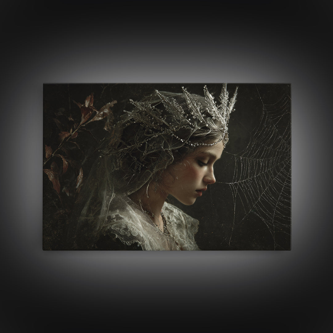 The Spiderweb Crown, Symbolist Gothic Landscape, Landscape Wall Art, Gothic Horror Wall Art, Canvas Print, Halloween Wall Art