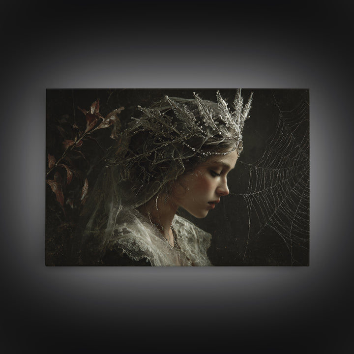 The Spiderweb Crown, Symbolist Gothic Landscape, Landscape Wall Art, Gothic Horror Wall Art, Canvas Print, Halloween Wall Art