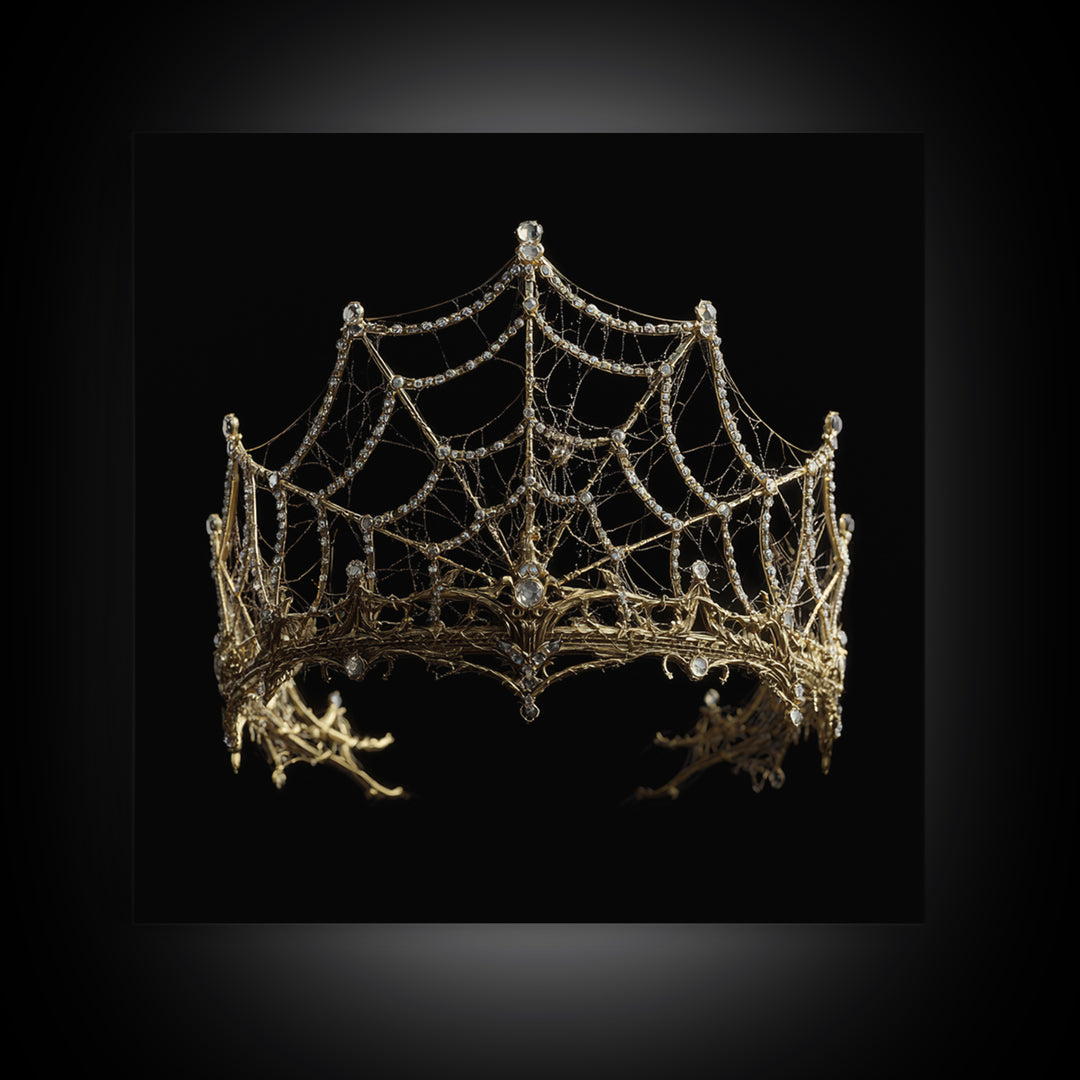 The Spiderweb Crown, Ornate Symbolist Art, Square Wall Art, Dark Fantasy Wall Art, Canvas Print, Halloween Wall Art, Horror Wall Art