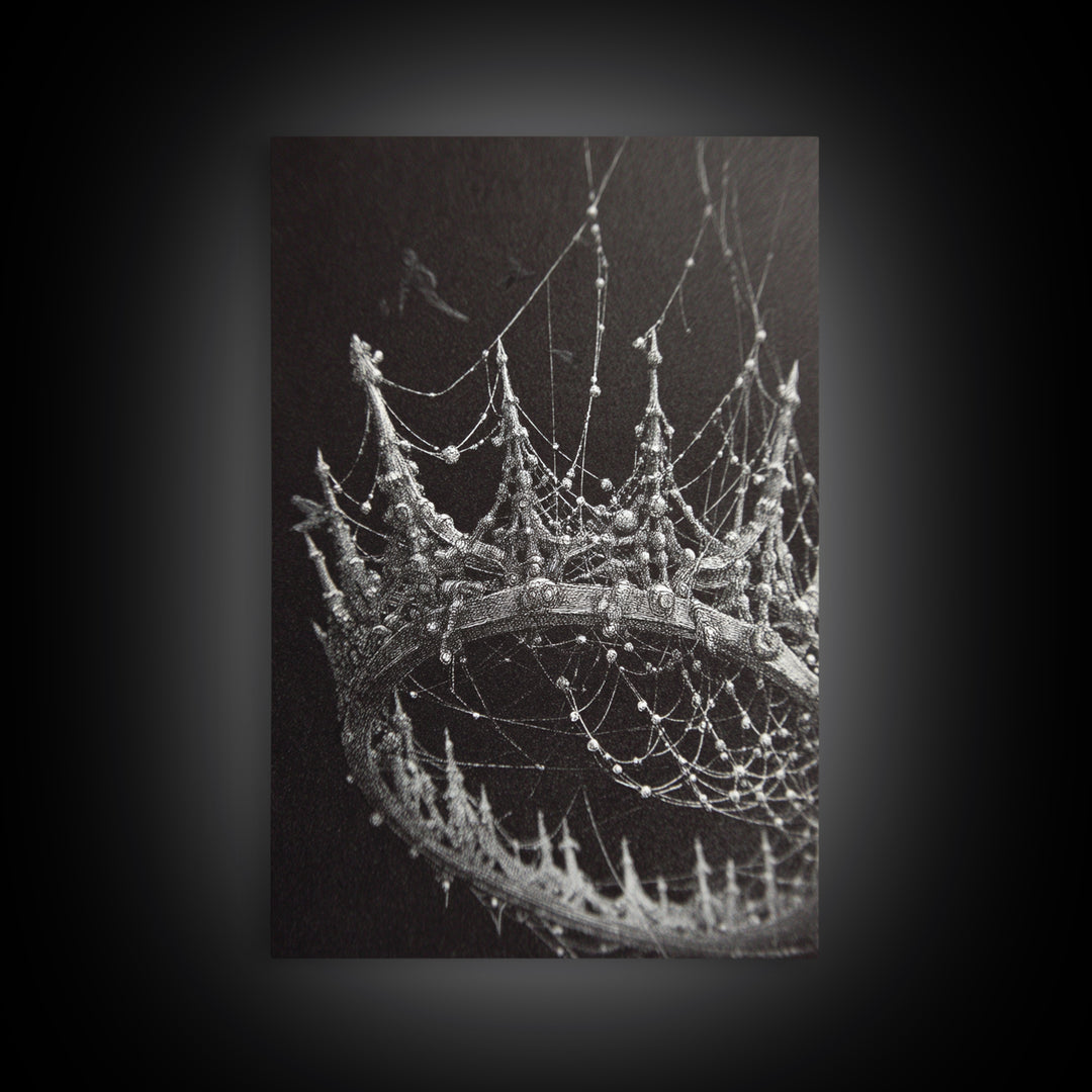 The Spiderweb Crown, Victorian Macabre Art, Vertical Wall Art, Dark Fantasy Wall Art, Canvas Print, Halloween Wall Art