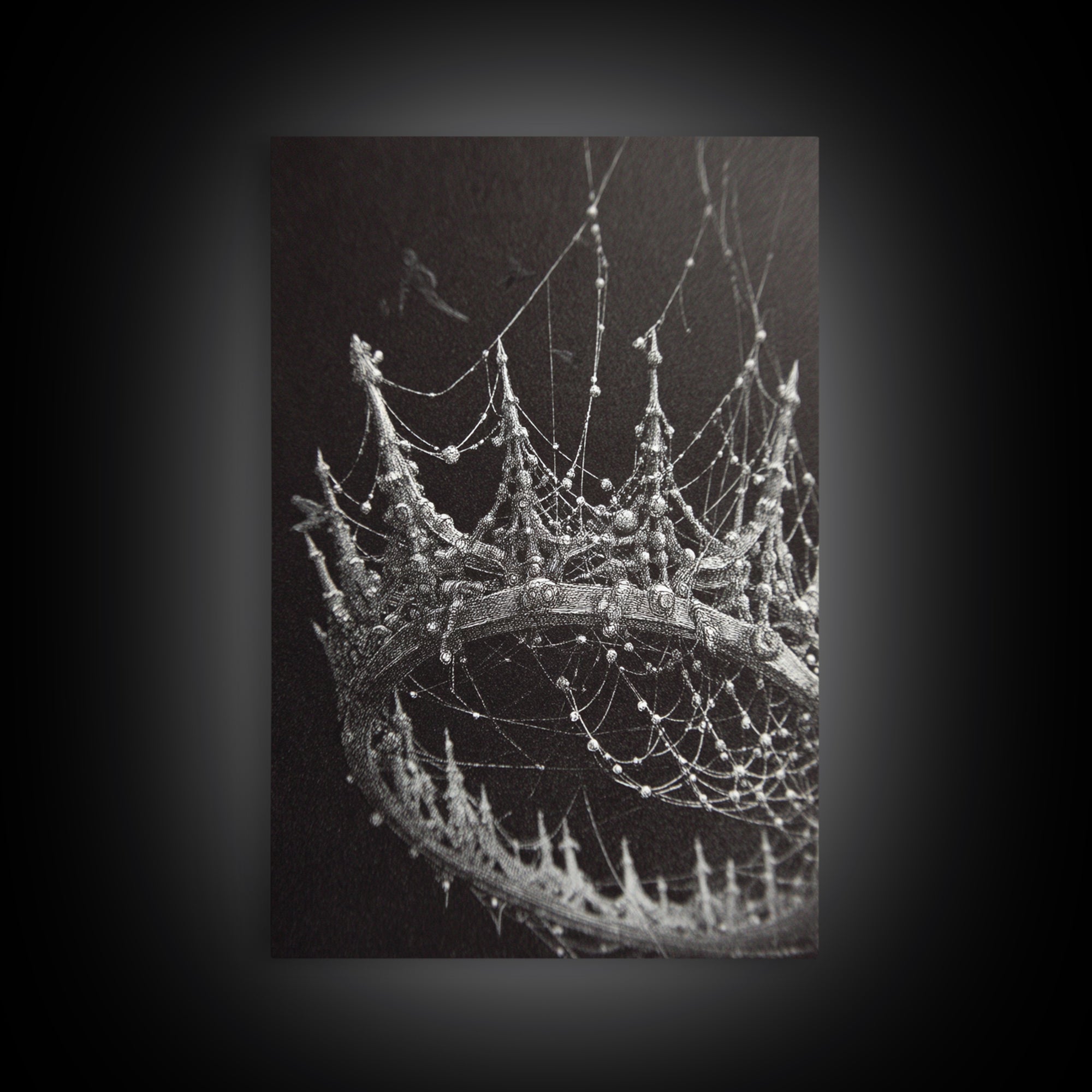 The Spiderweb Crown, Victorian Macabre Art, Vertical Wall Art, Dark Fantasy Wall Art, Canvas Print, Halloween Wall Art