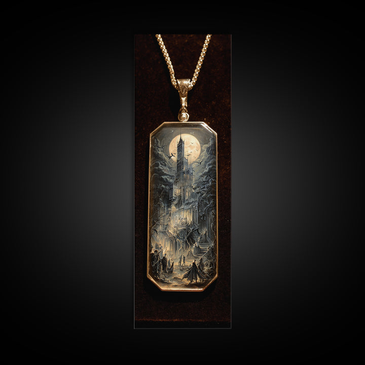 The Moonstone Amulet, Gothic Engraving Art, Tall Narrow Wall Art, Gothic Horror Wall Art, Canvas Print, Halloween Wall Art